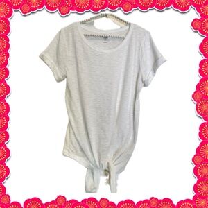 T-Shirt - SO - white short sleeve top - tie @ waist - Med - FREE w/purchase